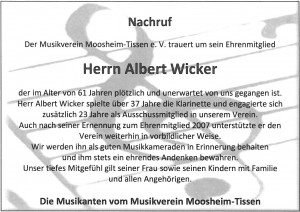Nachruf Albert Wicker
